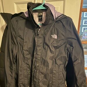 The North Face Black and Purple Rain Jacket